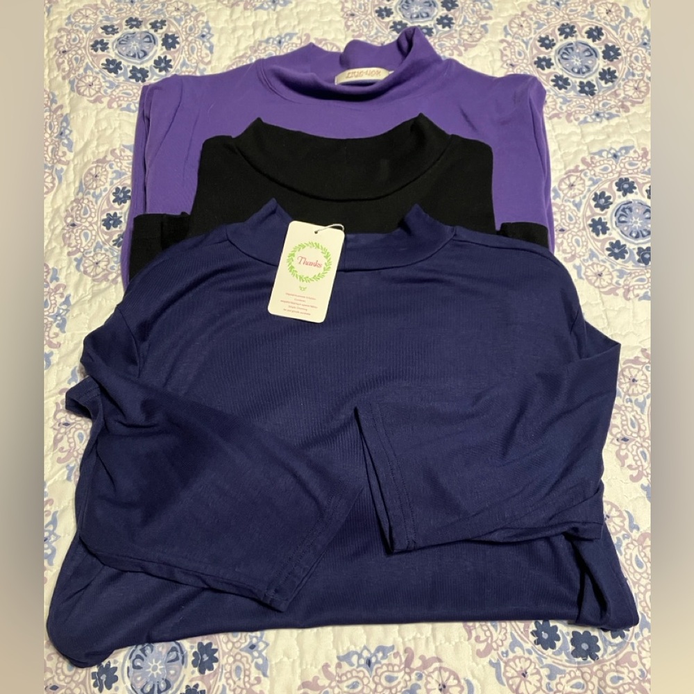 3-Lacozy  Tops Dressy Casual Mock Turtle Neck  Slim Fitted Half Sleeve Size L